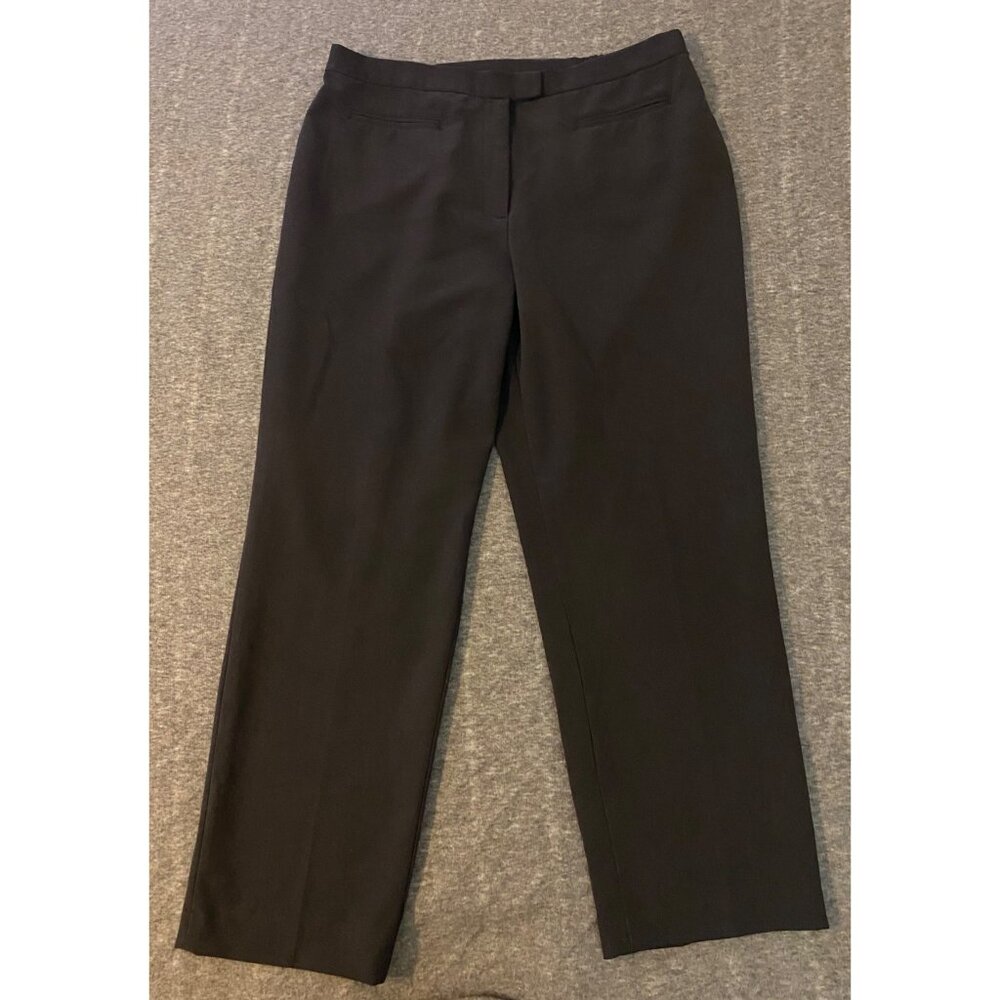Ruby Rd. Womens Black Stretch Trousers Size 14 Elastic Waist Zip Dress Pants